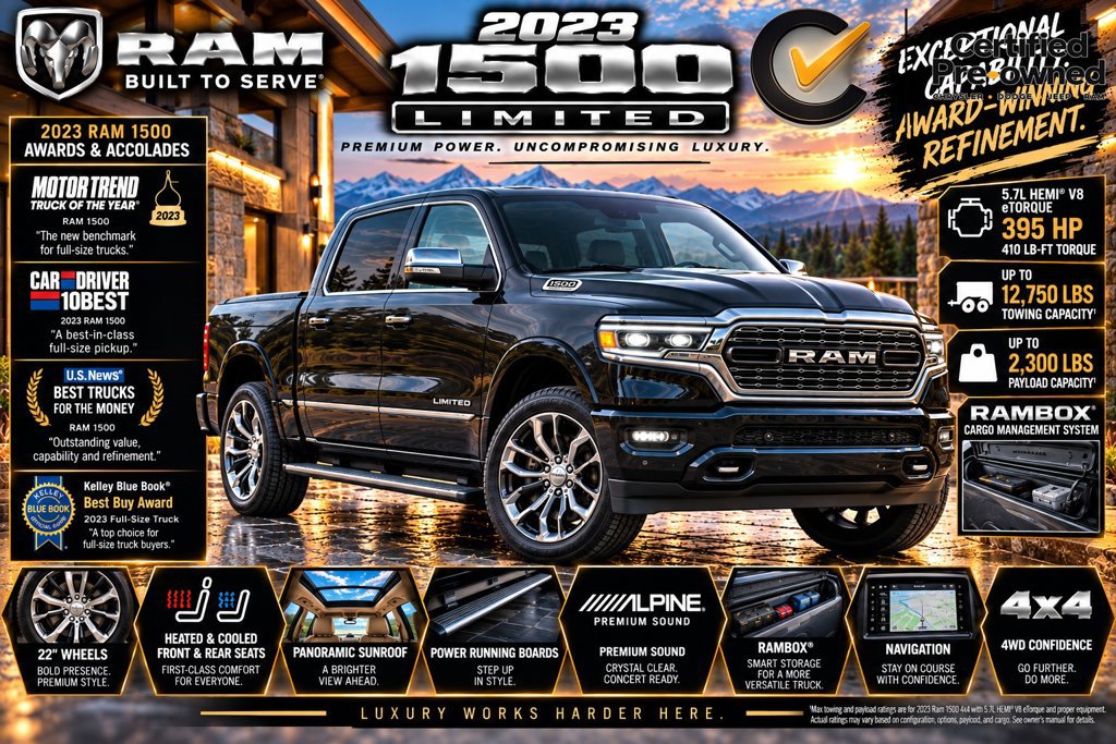 Used 2023 RAM 1500 Limited w/ Body Color Bumper Group AWD/4WD image 2