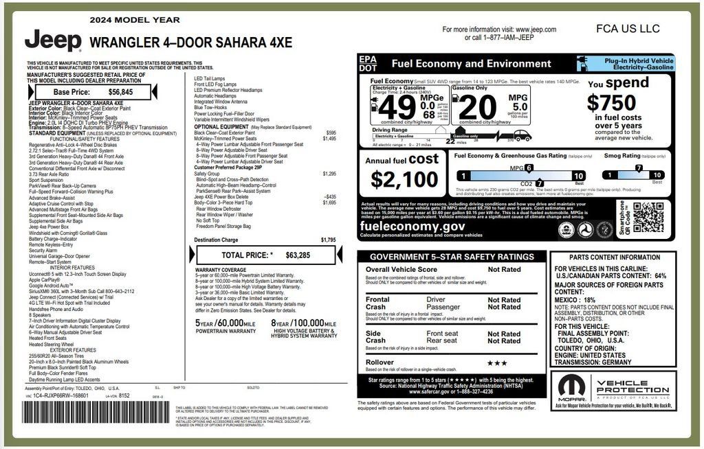 Used 2024 Jeep Wrangler Unlimited Sahara w/ Safety Group AWD/4WD image 4