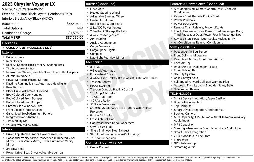 Used 2023 Chrysler Voyager LX FWD image 41