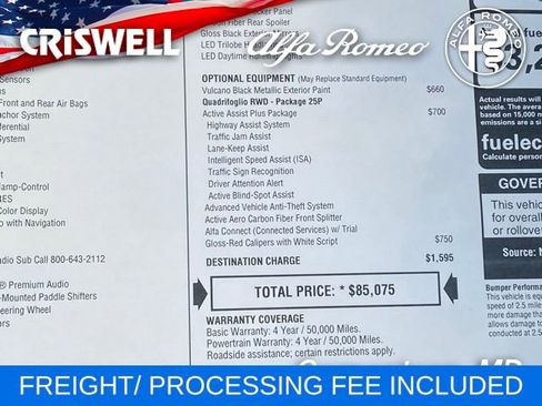 New 2024 Alfa Romeo Giulia Quadrifoglio w/ Active Assist Plus Package image 46