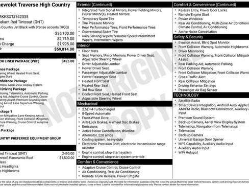 Used 2026 Chevrolet Traverse High Country w/ LPO, Floor Liner Package FWD image 2