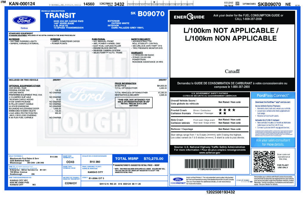 Used 2025 Ford Transit 250 148 High Roof Extended w/ Load Area Protection Package RWD image 29