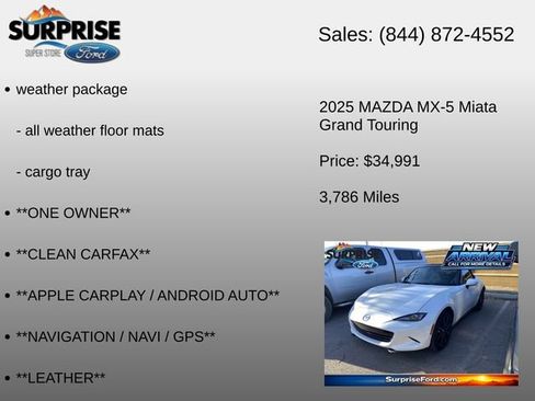 Used 2025 MAZDA MX-5 Miata Grand Touring w/ Weather Package RWD image 6