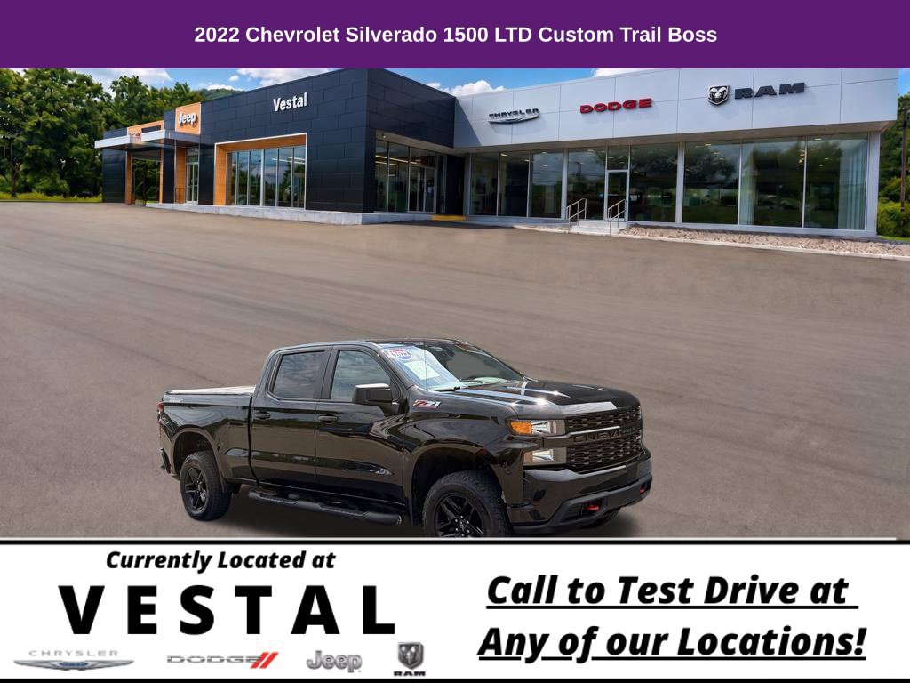 Used 2022 Chevrolet Silverado 1500 Custom Trail Boss w/ LPO, Dark Essentials Package AWD/4WD 360° Tour
