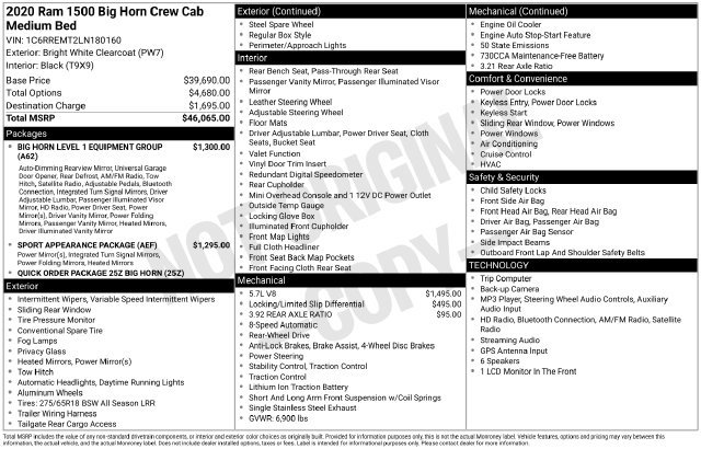 Used 2020 RAM 1500 Big Horn RWD image 7