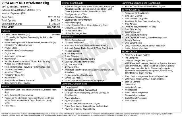 Certified 2024 Acura RDX w/ Advance Package AWD/4WD image 35