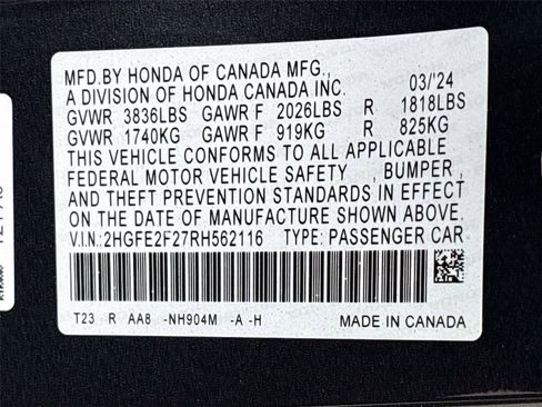 Certified 2024 Honda Civic LX image 33