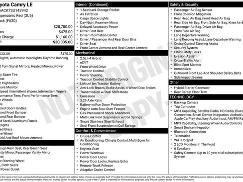 Used 2025 Toyota Camry LE FWD image 36