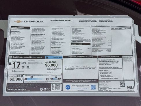 New 2026 Chevrolet Suburban RST w/ Comfort Package image 20