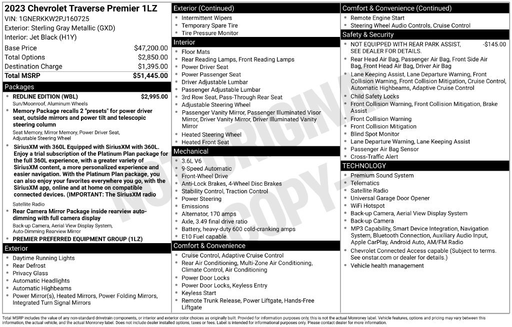 Used 2023 Chevrolet Traverse Premier w/ Redline Edition FWD image 40