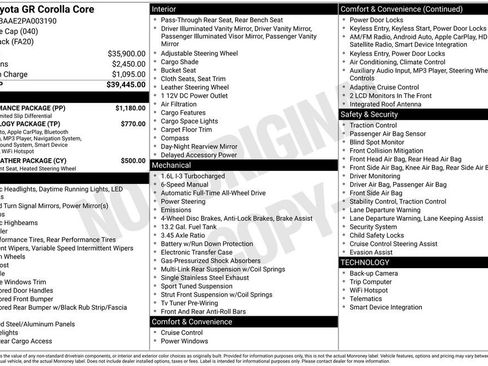 Used 2023 Toyota Corolla GR w/ Performance Package AWD/4WD image 28