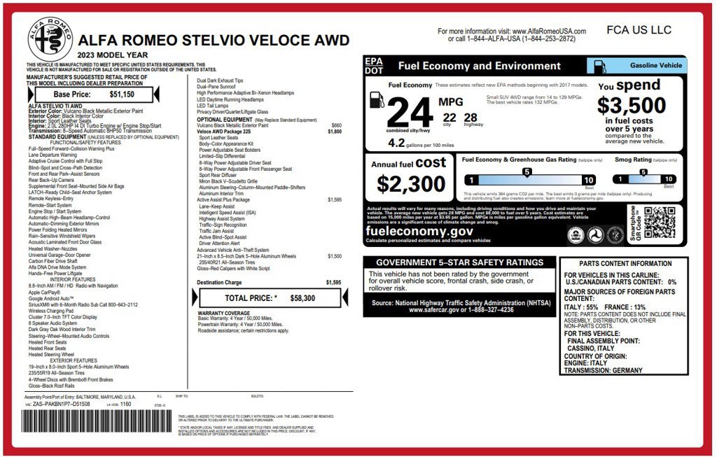 Used 2023 Alfa Romeo Stelvio Veloce AWD/4WD image 4
