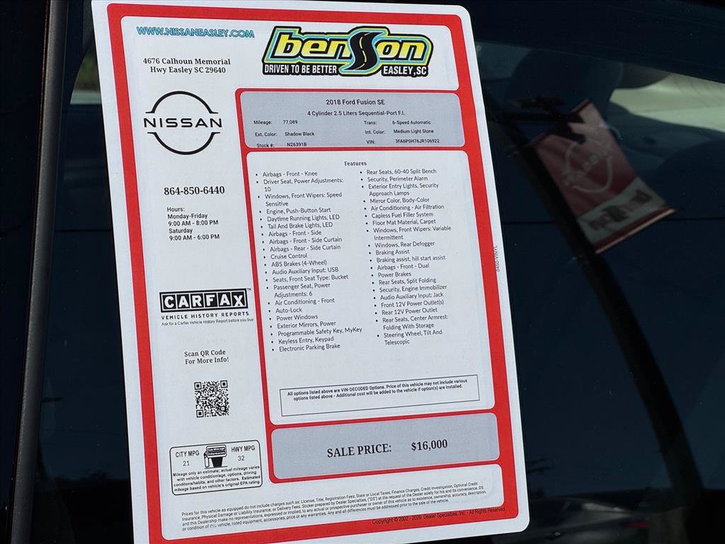 Used 2018 Ford Fusion SE w/ Fusion SE Technology Package FWD image 26