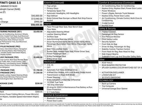 Used 2014 INFINITI QX60 Base w/ Deluxe Touring Package image 4