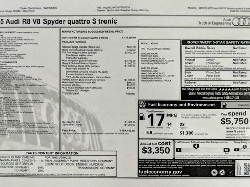 Used 2015 Audi R8 V8 w/ Full Leather Package image 31