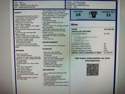 Used 2010 Hyundai Elantra w/ Comfort Pkg 2 image 15