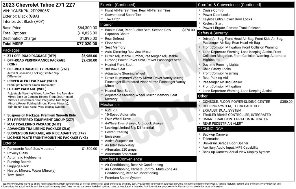 Used 2023 Chevrolet Tahoe Z71 w/ Z71 Off-Road Package AWD/4WD image 2