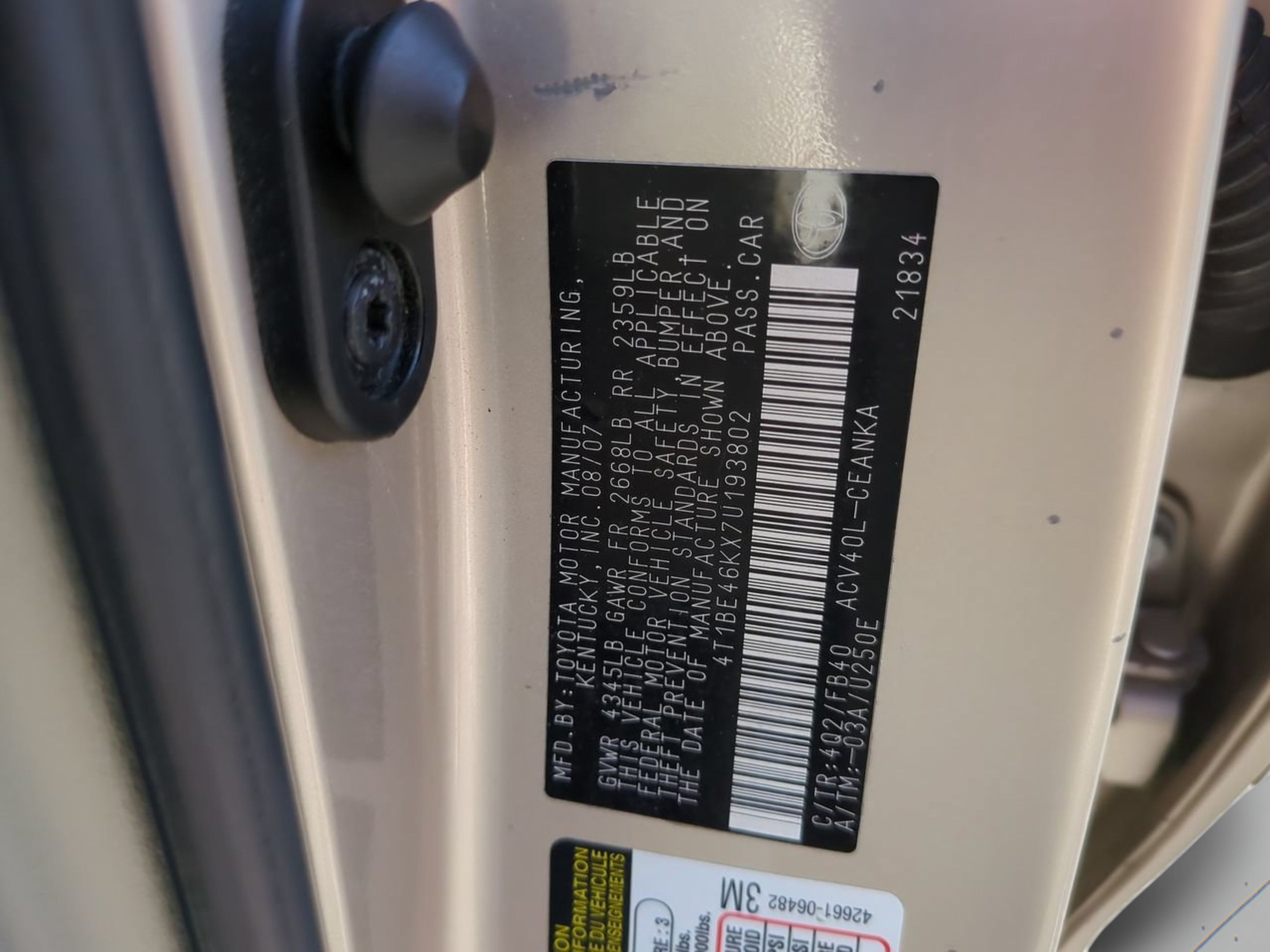 Used 2007 Toyota Camry LE FWD image 31