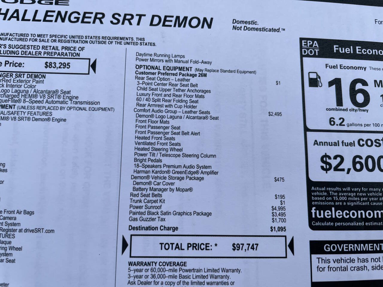 Used 2018 Dodge Challenger SRT Demon RWD image 18