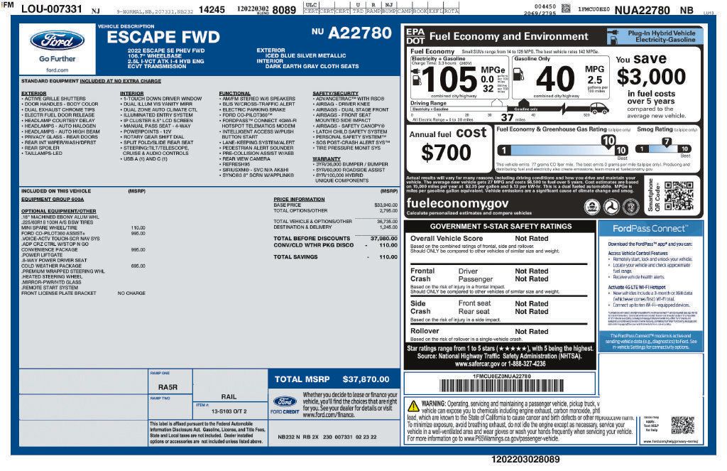 Used 2022 Ford Escape SE w/ Convenience Package FWD image 19