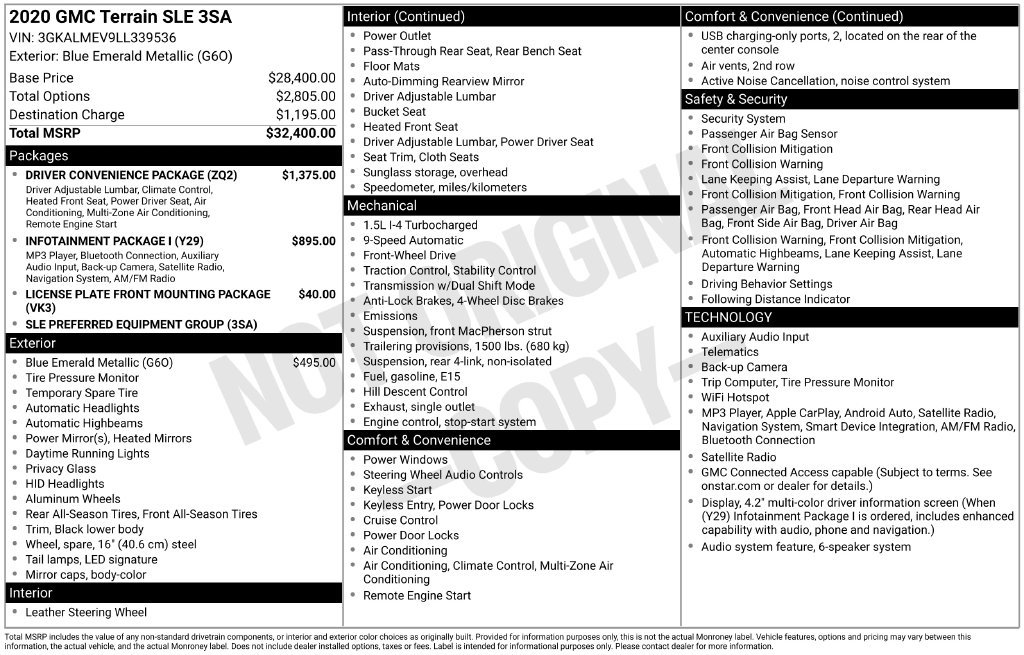 Used 2020 GMC Terrain SLE w/ Driver Convenience Package FWD image 53