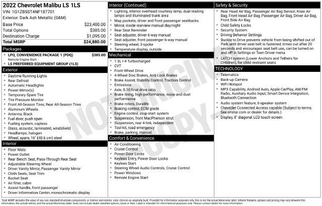 Used 2022 Chevrolet Malibu LS w/ LPO, Convenience Package 1 FWD image 30