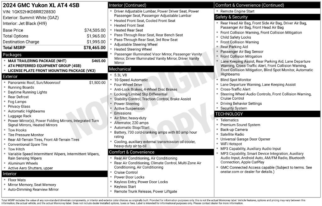 Used 2024 GMC Yukon XL AT4 w/ Max Trailering Package AWD/4WD image 5