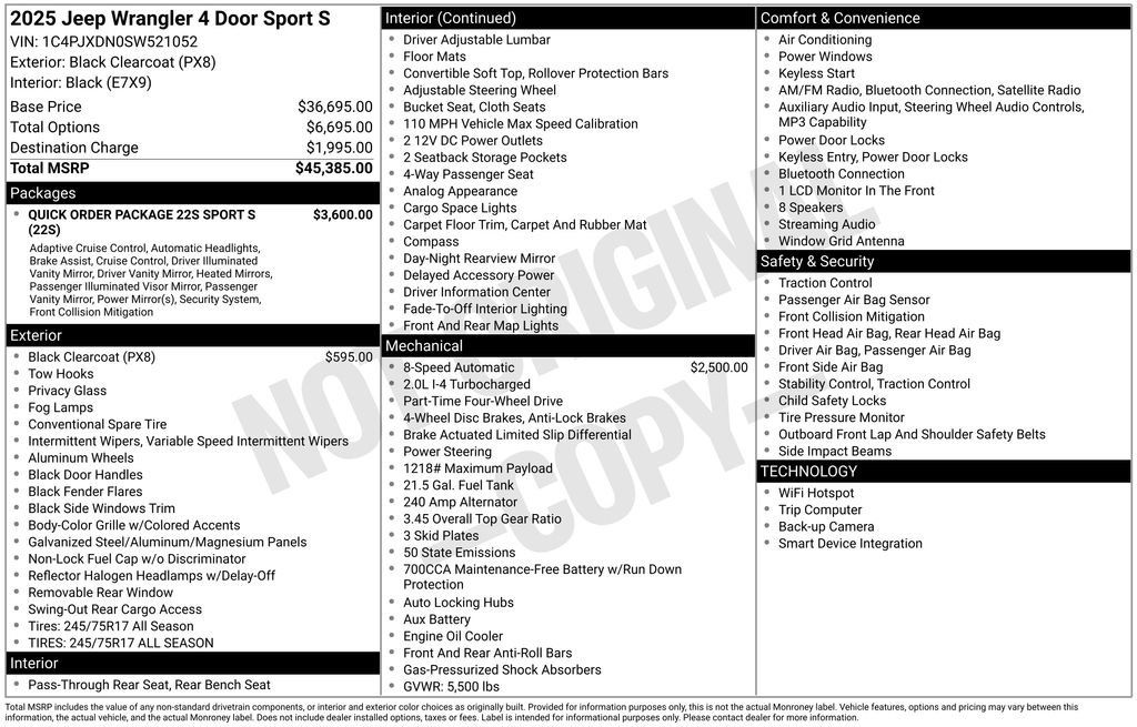 Used 2025 Jeep Wrangler Unlimited Sport AWD/4WD image 15