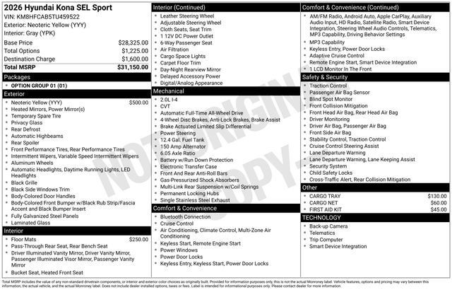 New 2026 Hyundai Kona SEL Sport AWD/4WD image 5