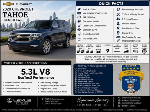 Used 2020 Chevrolet Tahoe Premier w/ Max Trailering Package AWD/4WD image 1