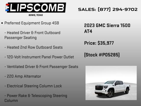 Used 2023 GMC Sierra 1500 AT4 w/ Technology Package image 24