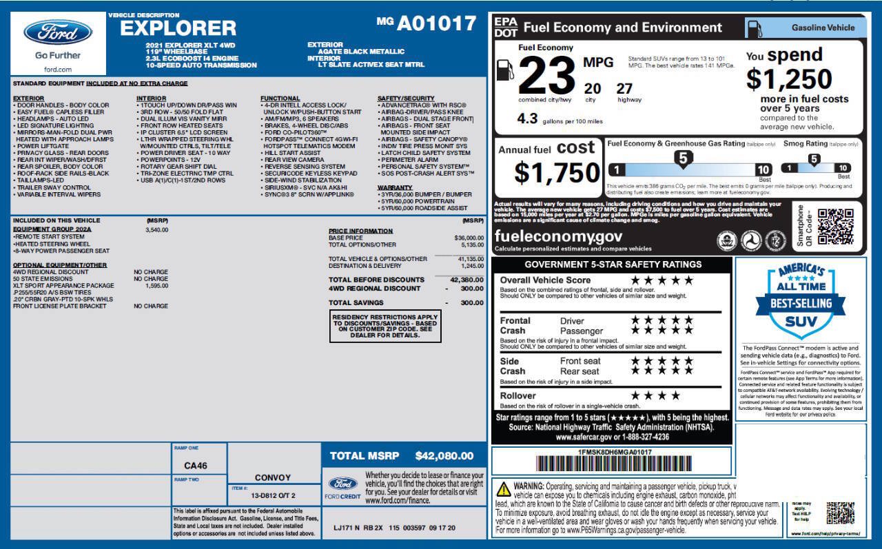 Used 2021 Ford Explorer XLT w/ Equipment Group 202A AWD/4WD image 5