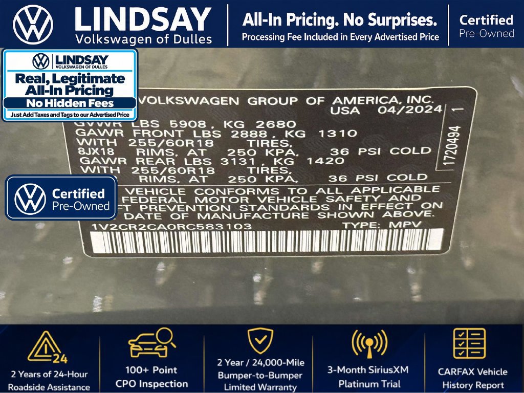 Used 2024 Volkswagen Atlas Peak Edition SE AWD/4WD image 28