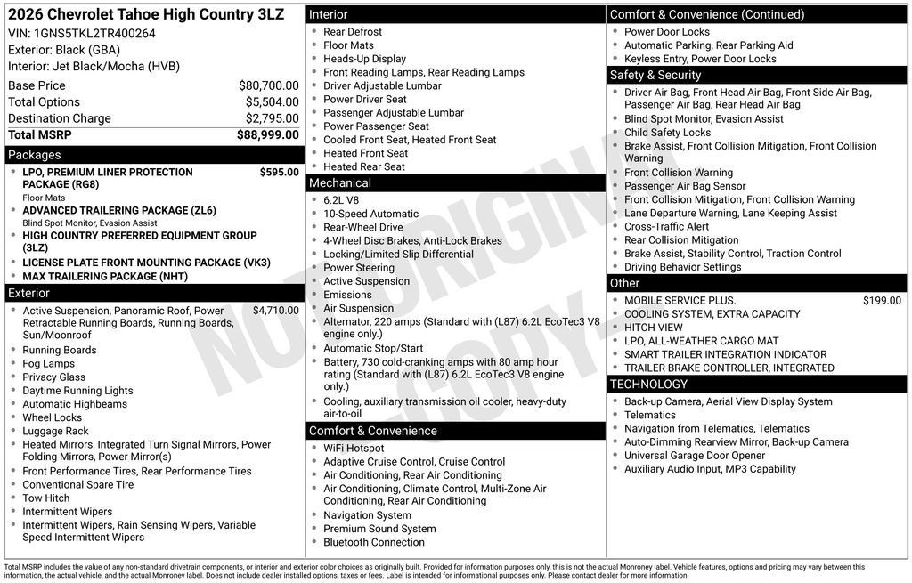 New 2026 Chevrolet Tahoe High Country RWD image 17