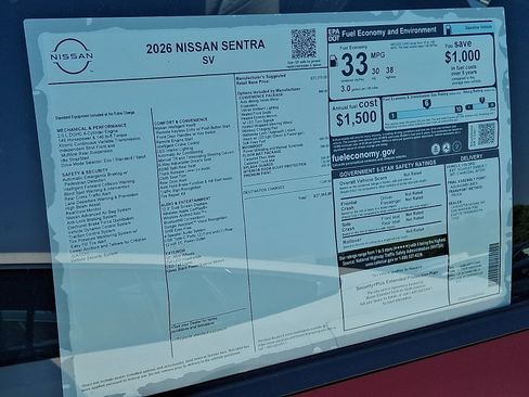 New 2026 Nissan Sentra SV w/ SV Convenience Package FWD image 6