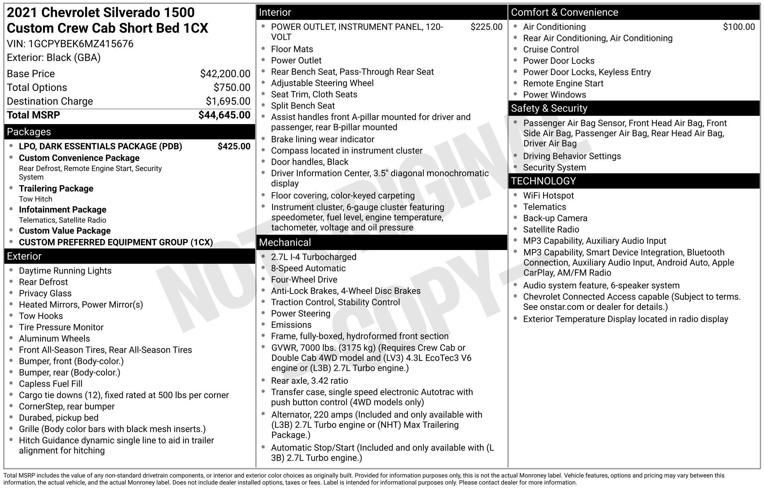 Used 2021 Chevrolet Silverado 1500 Custom w/ LPO, Dark Essentials Package AWD/4WD image 2