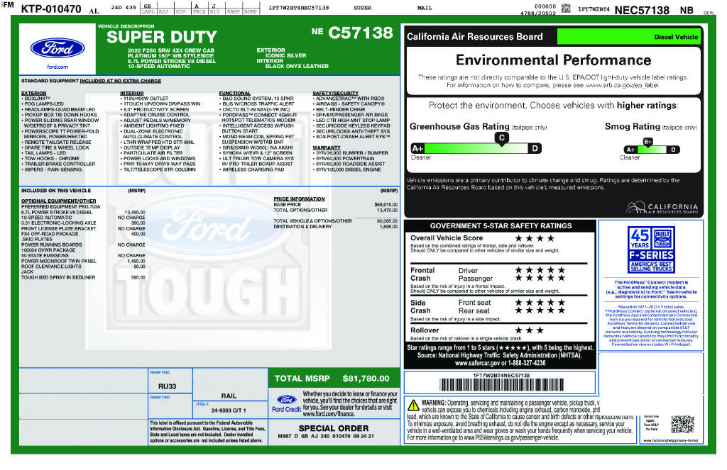 Used 2022 Ford F250 Platinum w/ FX4 Off-Road Package AWD/4WD image 9