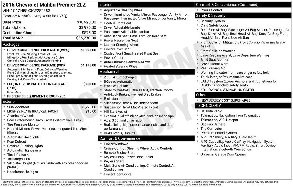 Used 2016 Chevrolet Malibu Premier w/ Driver Confidence Package II FWD image 10