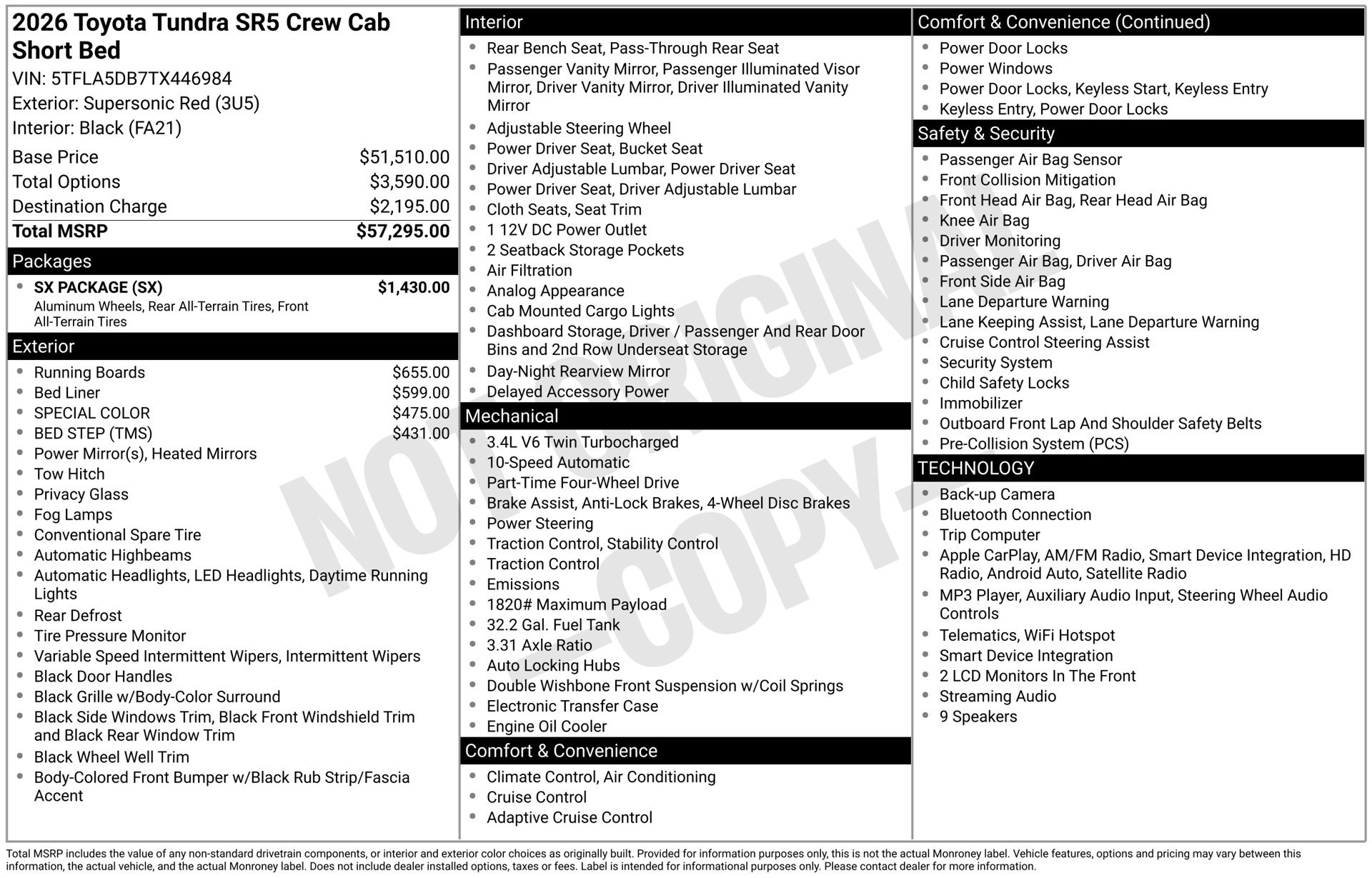 New 2026 Toyota Tundra SR5 w/ SX Package AWD/4WD image 16