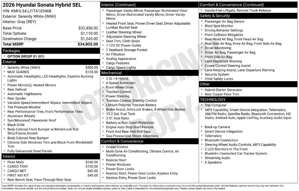 New 2026 Hyundai Sonata SEL FWD image 6