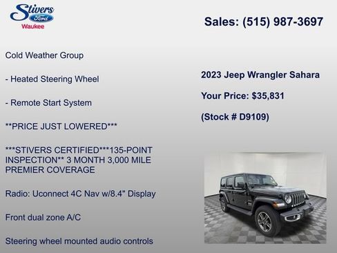 Used 2023 Jeep Wrangler Unlimited Sahara w/ LED Lighting Group AWD/4WD image 16