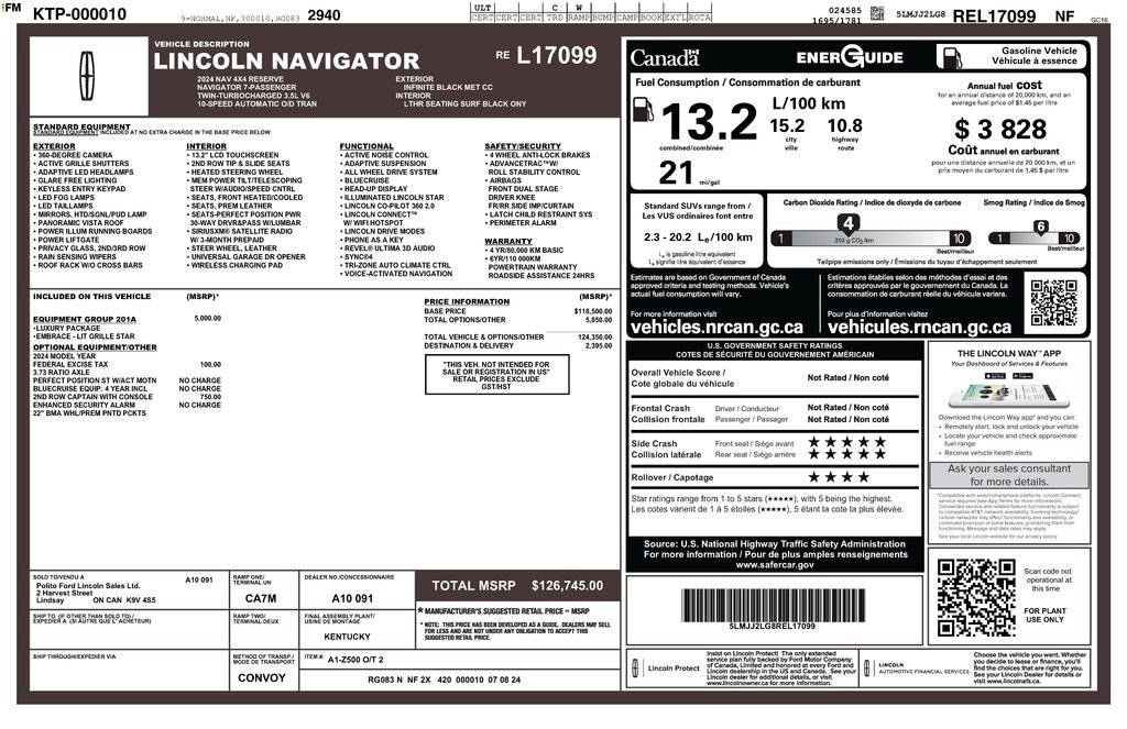 Used 2024 Lincoln Navigator Reserve w/ Equipment Group 201A AWD/4WD image 2