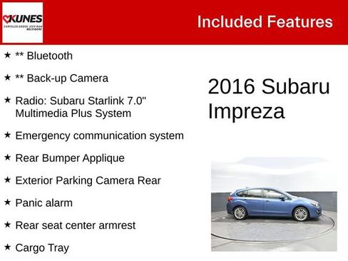 Used 2016 Subaru Impreza 2.0i Limited w/ Popular Package #1 image 2