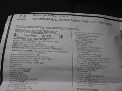 Used 2024 RAM 3500 Big Horn w/ Sport Appearance Package image 65
