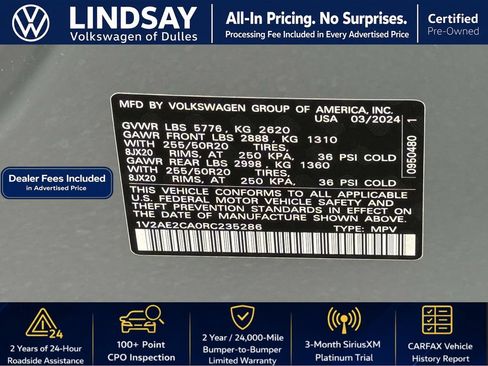 Certified 2024 Volkswagen Atlas Cross Sport SEL R-Line AWD/4WD image 28