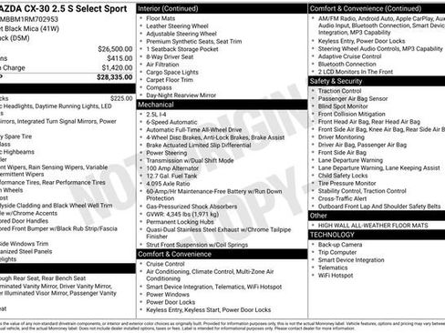 Used 2024 MAZDA CX-30 AWD 2.5 S w/ Select Sport Pkg image 30