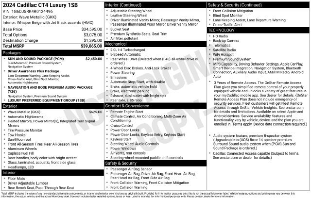 Certified 2024 Cadillac CT4 Luxury w/ Sun And Sound Package RWD image 4