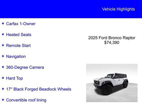 Certified 2025 Ford Bronco Raptor AWD/4WD image 2