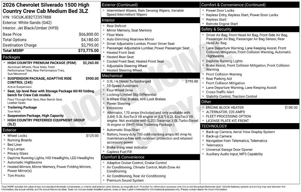 Used 2026 Chevrolet Silverado 1500 High Country w/ High Country Premium Package AWD/4WD image 18