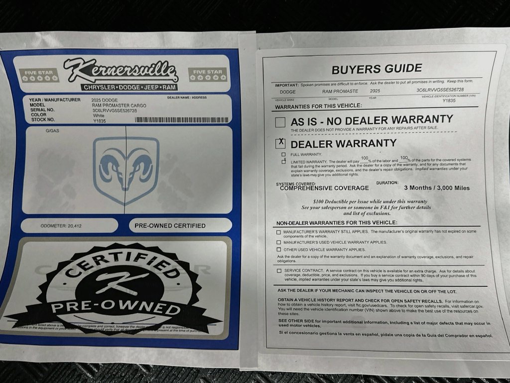 Used 2025 RAM ProMaster 2500 w/ U-Haul Equipment Group FWD image 34
